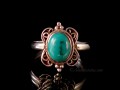 BA129 Bague Tibétaine Argent Massif Turquoise. Taille 58