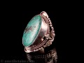 BA141 Bague Tibétaine Argent Massif Turquoise. Taille 62