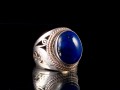 BA143 Bague Tibétaine Argent Massif Lapis Lazuli. Taille 56