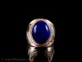 BA143 Bague Tibétaine Argent Massif Lapis Lazuli. Taille 56