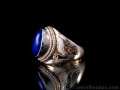 BA143 Bague Tibétaine Argent Massif Lapis Lazuli. Taille 56