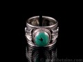 BA147 Bague Tibétaine Argent Massif Turquoise