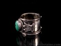 BA147 Bague Tibétaine Argent Massif Turquoise