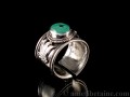 BA147 Bague Tibétaine Argent Massif Turquoise