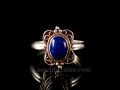 BA186 Bague Tibétaine Argent Massif Lapis Lazuli. Taille 58