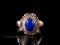 BA196 Bague Tibétaine Argent Massif Lapis Lazuli. Taille 60