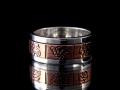 BA216 Bague Tibétaine en Argent Massif Cuivre avec Astamangala