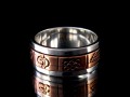 BA216 Bague Tibétaine en Argent Massif Cuivre avec Astamangala