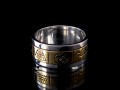 BA217 Bague Tibétaine en Argent Massif Laiton avec Astamangala