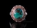 BA221 Bague Tibétaine Argent Massif Turquoise. Taille 58