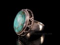 BA226 Bague Tibétaine Argent Massif Turquoise. Taille 54