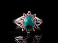 BA231 Bague Tibétaine Argent Massif Turquoise. Taille 58