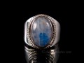BA233 Bague Tibétaine Argent Massif Pierre de Lune. Taille 51