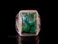 BA243 Bague Tibétaine Argent Massif Turquoise. Taille 62