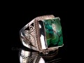 BA243 Bague Tibétaine Argent Massif Turquoise. Taille 62