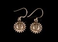 BdOA38 Boucles d’Oreille Tibétaines Argent Massif Soleil