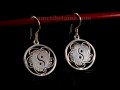 BdOA71 Boucles d’Oreille Tibétaines Argent Massif Yin Yang