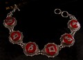 BRA10 Bracelet Tibétain Argent Massif Corail Mantra Bouddhiste 
