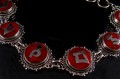 BRA10 Bracelet Tibétain Argent Massif Corail Mantra Bouddhiste 