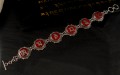 BRA10 Bracelet Tibétain Argent Massif Corail Mantra Bouddhiste 