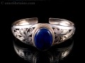 BRA44 Bracelet Tibétain Argent Massif Lapis Lazuli