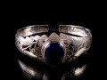 BRA64 Bracelet Tibétain Argent Massif Lapis Lazuli