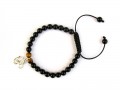 BrMala232 Bracelet Onyx Oeil de Tigre Om Argent Massif