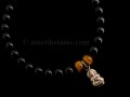 BrMala250 Bracelet Onyx Oeil de Tigre Bouddha Argent Massif