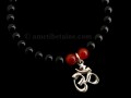 BrMala251 Bracelet Onyx Cornaline Om Argent Massif