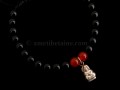 BrMala253 Bracelet Onyx Cornaline Bouddha Argent Massif
