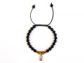 BrMala234 Bracelet Onyx Oeil de Tigre Bouddha Argent Massif
