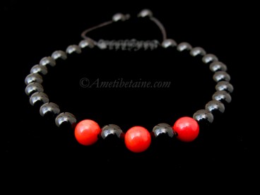 BrMala292 Bracelet Onyx Corail Bambou