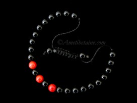 BrMala292 Bracelet Onyx Corail Bambou