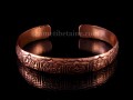 BRD244 Bracelet Tibétain Cuivre Astamangala Signes Auspicieux du Bouddhisme