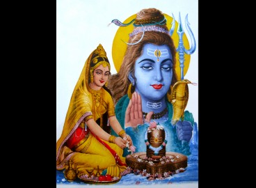 F01 Faïence Shiva et Parvati Dieu et Déesse Hindous - 