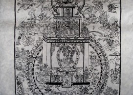 AF09 Affiche Tibétaine Papier Népalais Déités du Bouddhisme