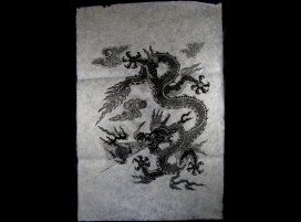AF12 Affiche Tibétaine Papier Népalais Dragon