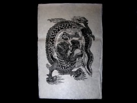 AF16 Affiche Tibétaine Papier Népalais Dragon