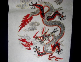 AF18 Affiche Tibétaine Papier Népalais Dragon