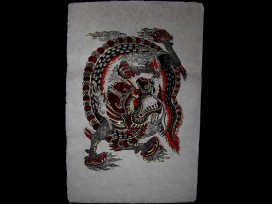AF20 Affiche Tibétaine Papier Népalais Dragon