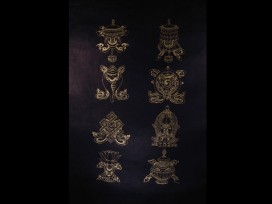 AF37 Affiche Tibétaine Papier Népalais Signes Auspicieux