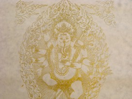 AF51 Affiche Tibétaine Papier Népalais Ganesh Dieu Hindou