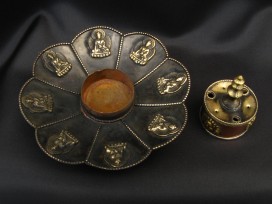 BPE33 Brûle-Encens Bougeoir Fleur de Lotus Bouddha