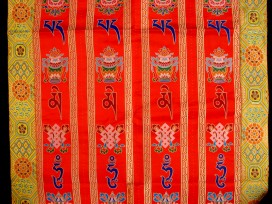 BB48 Rideau de Porte Tibétain / Tenture Tibétaine Mantra Signes Auspicieux du Bouddhisme