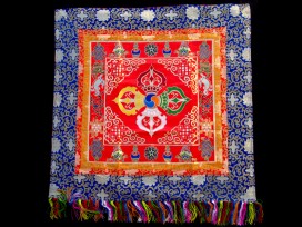 BB53 Bannière Tibétaine Dorje Signes Auspicieux du Bouddhisme