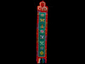 BB56 Bannière Tibétaine Signes Auspicieux du Bouddhisme