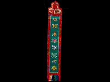 BB56 Bannière Tibétaine Signes Auspicieux du Bouddhisme