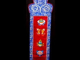BB79 Bannière Tibétaine Signes Auspicieux du Bouddhisme