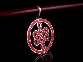 PA229 Pendentif Argent Massif Nœud Sans Fin Signes Auspicieux