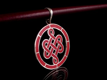 PA229 Pendentif Argent Massif Nœud Sans Fin Signes Auspicieux